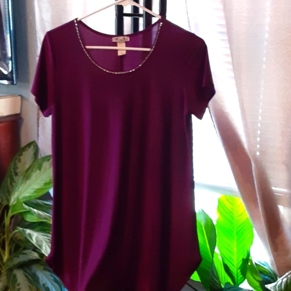 💜 Blossom by P. Size small plum purple with jewels collar shirt